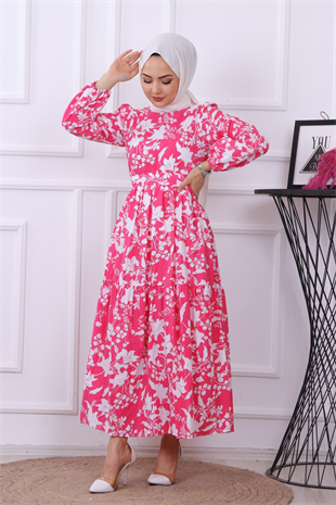 Çiçekli Elbise Pembe