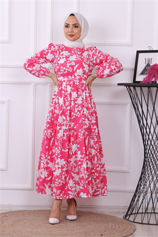 Çiçekli Elbise Pembe