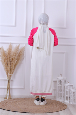 Çıt Çıt Model Ekru Kolları Fuşya Hırka