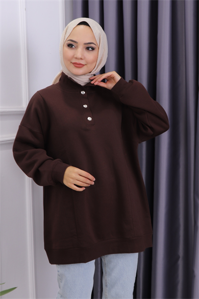 Çıtçıt Detay Sweat Acı Kahve