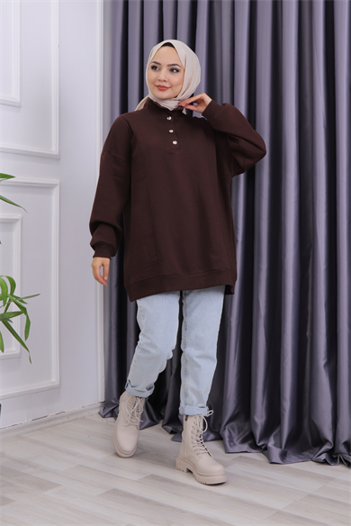 Çıtçıt Detay Sweat Acı Kahve