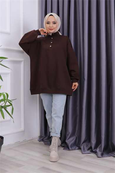 Çıtçıt Detay Sweat Acı Kahve
