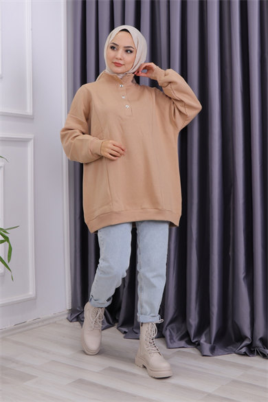 Çıtçıt Detay Sweat Camel