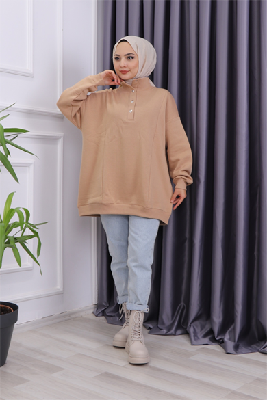 Çıtçıt Detay Sweat Camel