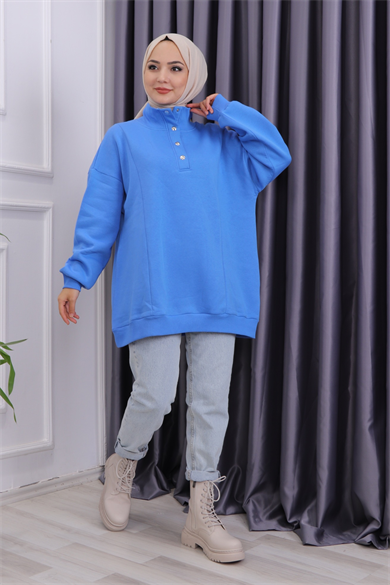Çıtçıt Detay Sweat Mavi