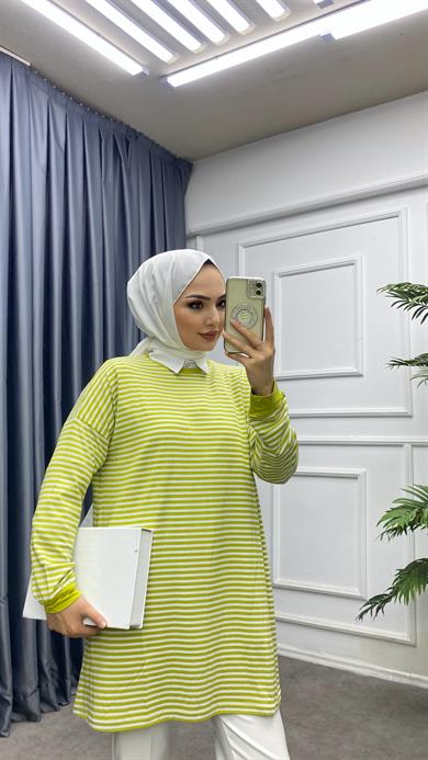 Çizgili Sweat Yağ Yeşili