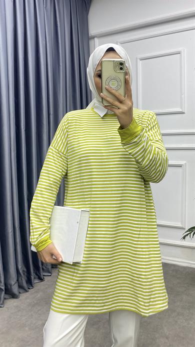 Çizgili Sweat Yağ Yeşili