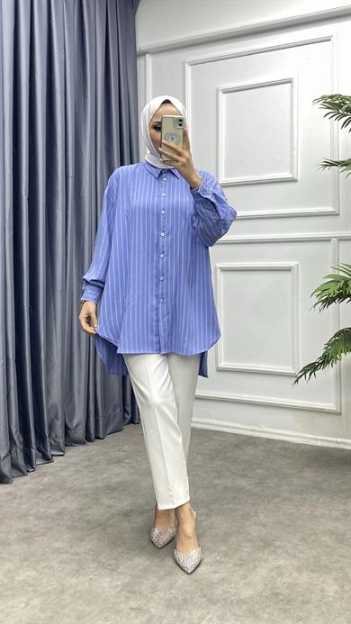 Çizgili Tunik Bebe Mavisi
