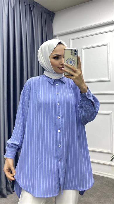 Çizgili Tunik Bebe Mavisi