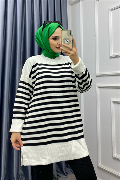 Çizgili Tunik Beyaz