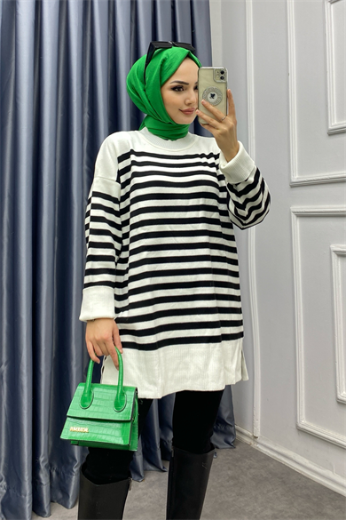 Çizgili Tunik Beyaz