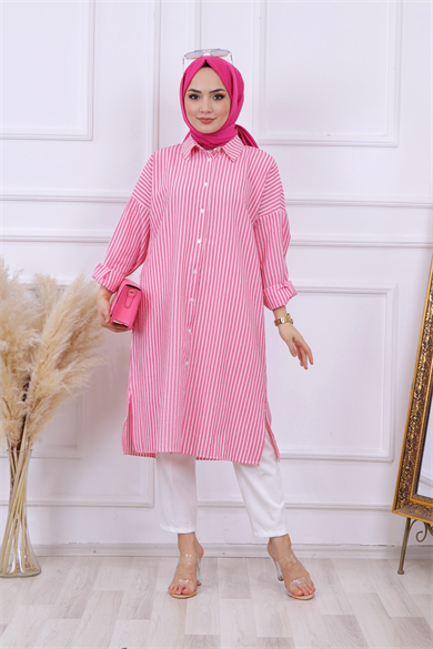 Çizgili Tunik Fuşya