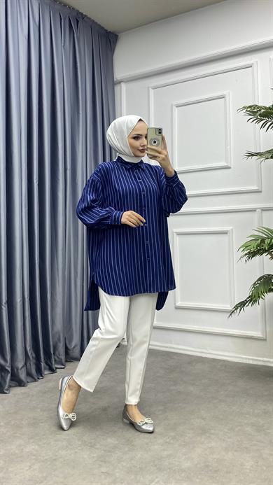 Çizgili Tunik Lacivert 