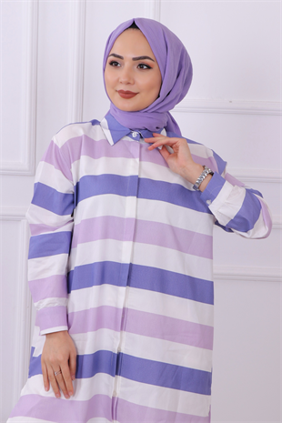 Çizgili Tunik Lila