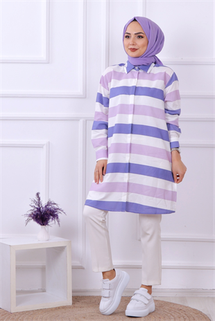 Çizgili Tunik Lila