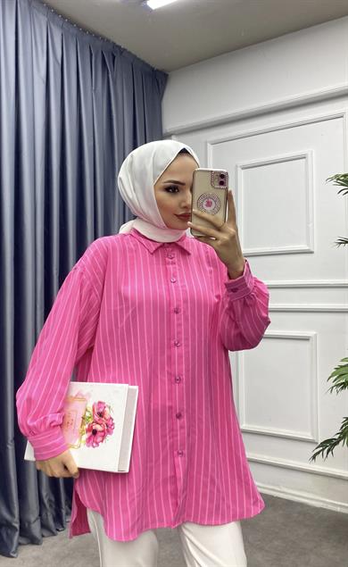 Çizgili Tunik Pembe