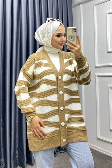 Dalgalı Hırka Camel