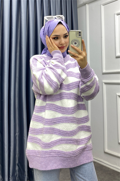 Dalgalı Tunik Lila