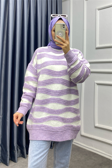 Dalgalı Tunik Lila