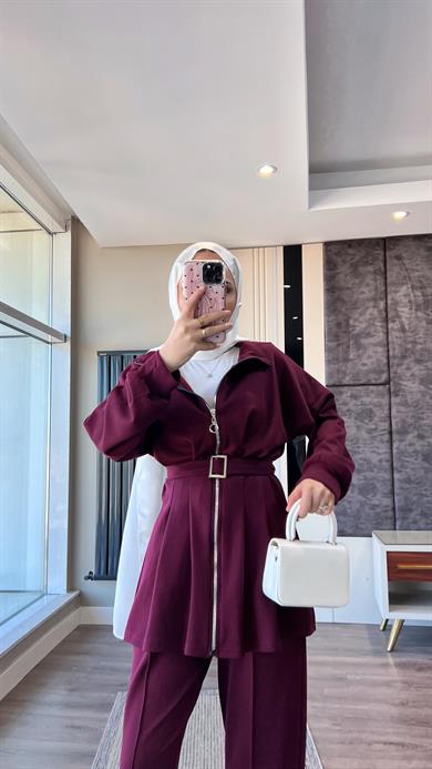 Pantolonlu Takım Bordo
