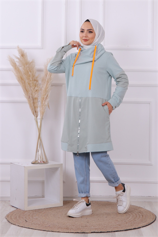 Degaje Yaka Tunik Su Yeşili 