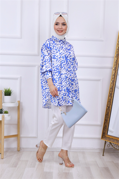 Desenli Saten Tunik 
