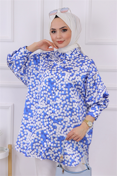 Desenli Saten Tunik 