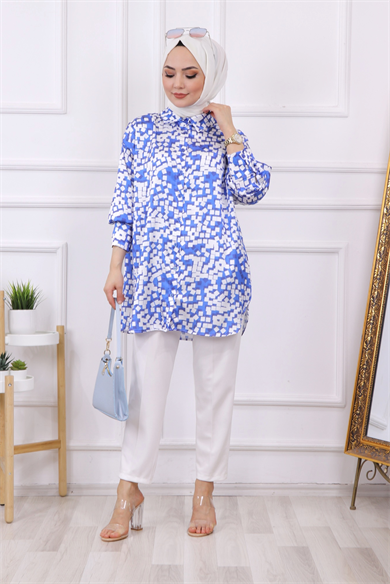 Desenli Saten Tunik 