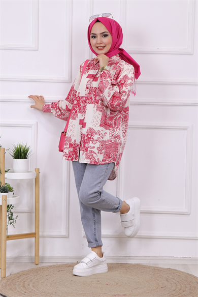Desenli Tunik Pembe