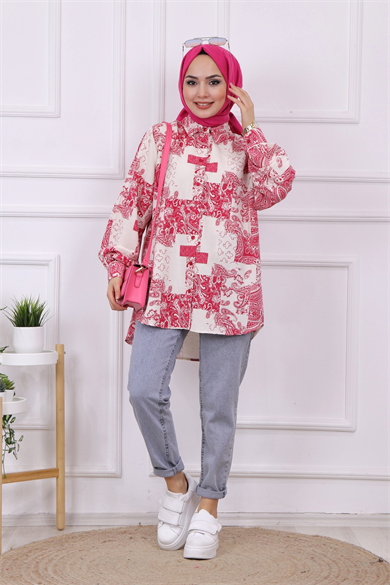 Desenli Tunik Pembe