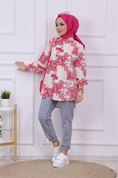 Desenli Tunik Pembe