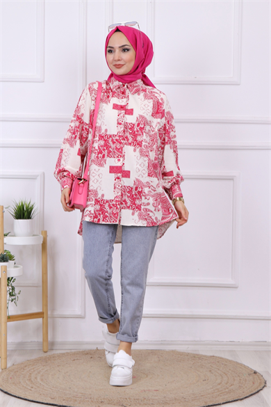 Desenli Tunik Pembe