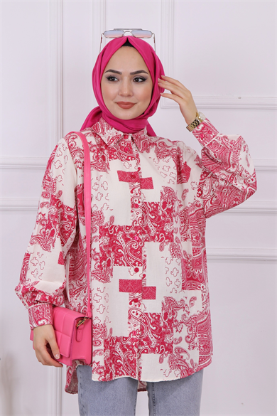 Desenli Tunik Pembe