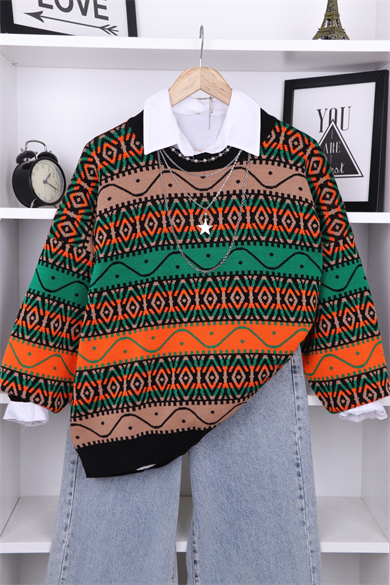 Desenli Tunik Siyah-
