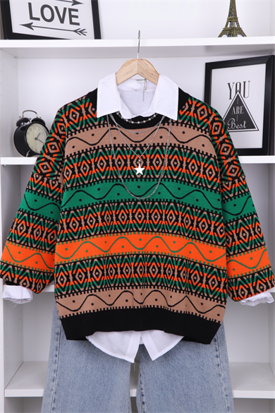 Desenli Tunik Siyah-