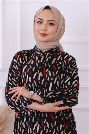 Desenli Tunik Siyah