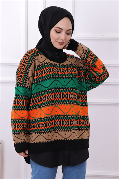 Desenli Tunik Siyah