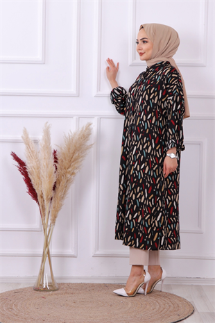 Desenli Tunik Siyah