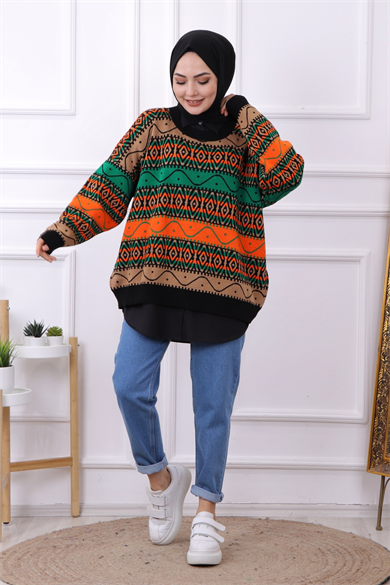 Desenli Tunik Siyah
