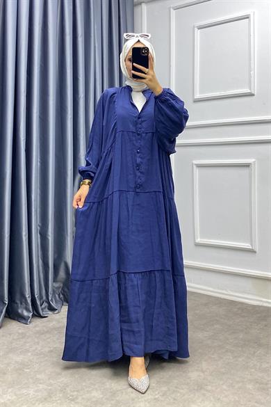 Düğmeli Elbise Lacivert
