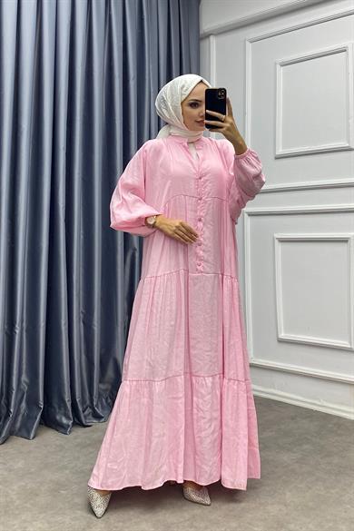 Düğmeli Elbise Pembe