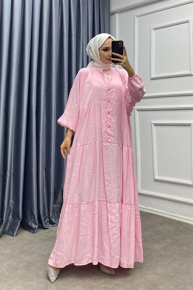 Düğmeli Elbise Pembe