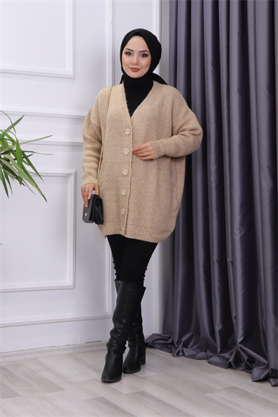 Düğmeli Hırka Camel