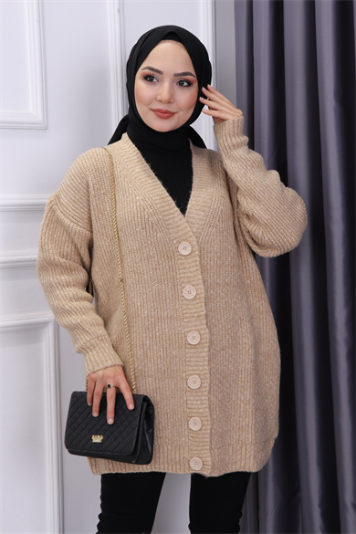 Düğmeli Hırka Camel