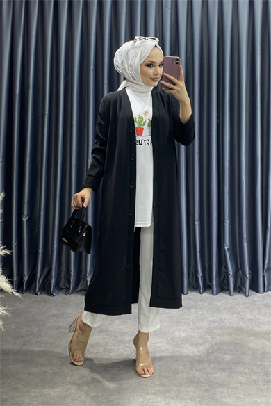 Düğmeli Hırka Siyah