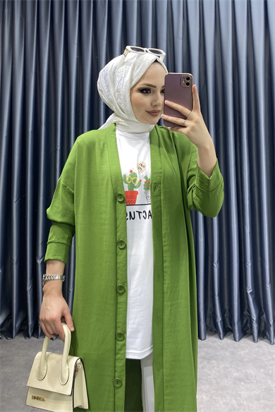 Düğmeli Hırka Yeşil