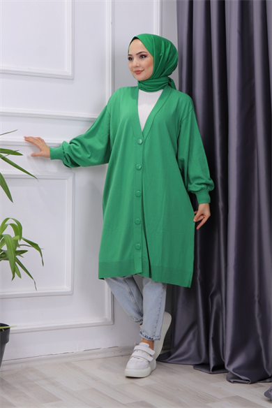 Düğmeli Hırka Yeşil