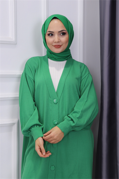Düğmeli Hırka Yeşil