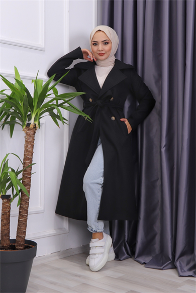 Düğmeli Kaban Siyah