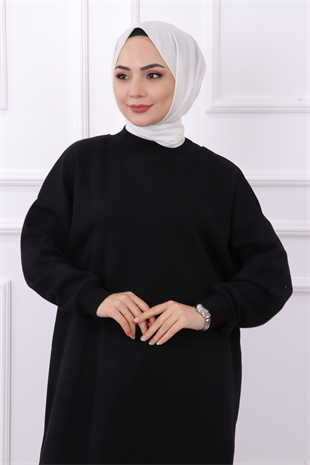 Düz Basıc Üç İplik Tunik Siyah